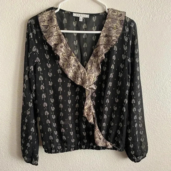 🆕Senlis Moroccan Tile Paisley Clara Ruffle Top S🆕 - Picture 4 of 14